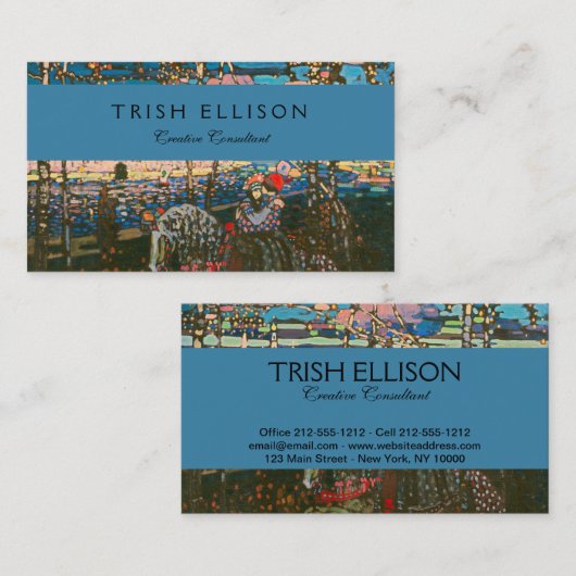 Abstract Kandinsky Riding Paar Kleurrijk Visitekaartje (Voorkant / Achterkant)