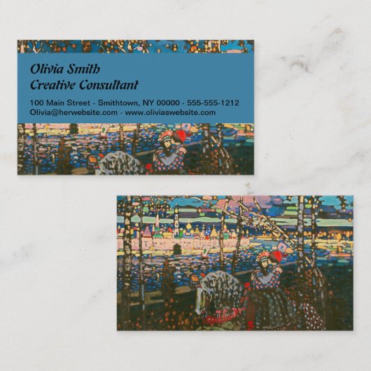 Abstract Kandinsky Riding Paar Kleurrijk Visitekaartje (Voorkant / Achterkant)