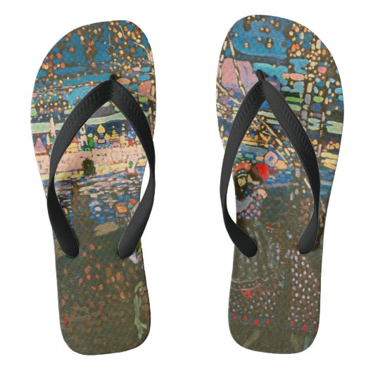 Abstract Kandinsky Rijnd Paar Kleurig Teenslippers (Voetbed)
