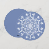 Abstract kantachtige fractale sneeuwvlok op blauwe feestdagenkaart (Voorkant / Achterkant)