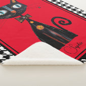 Abstract Kat Black Houndstooth Sherpa Deken (3/4)