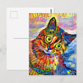 Abstract kat gezicht indrukwekkend portret schilde briefkaart (Voorkant / Achterkant)