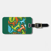 Abstract kattenpatroon grillige moderne huisdieren bagagelabel (Voorkant horizontaal)