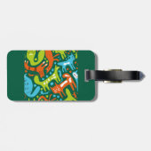 Abstract kattenpatroon grillige moderne huisdieren bagagelabel (Achterkant horizontaal)