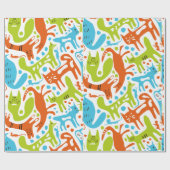 Abstract kattenpatroon grillige moderne huisdieren cadeaupapier (Vlak)