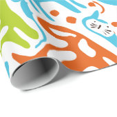 Abstract kattenpatroon grillige moderne huisdieren cadeaupapier (Rol Hoek)