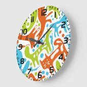 Abstract kattenpatroon grillige moderne huisdieren grote klok (Hoek)