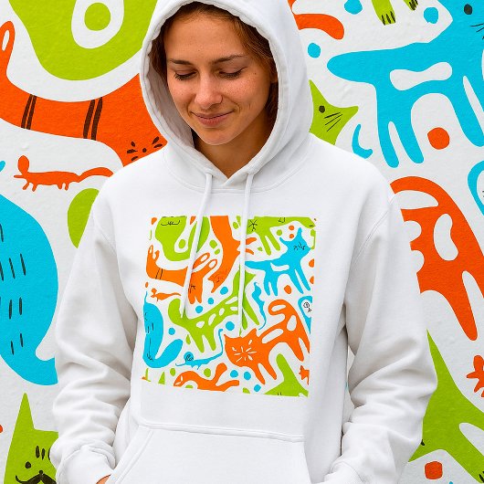 Abstract kattenpatroon grillige moderne huisdieren hoodie