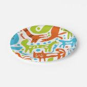 Abstract kattenpatroon grillige moderne huisdieren papieren bordje (Gekanteld)