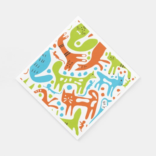 Abstract kattenpatroon grillige moderne huisdieren servet (Hoek)