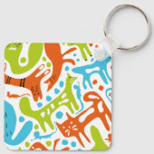 Abstract kattenpatroon grillige moderne huisdieren sleutelhanger (Achterkant)