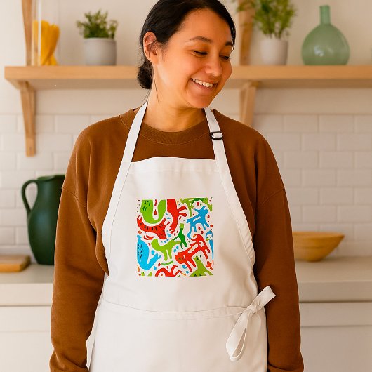 Abstract kattenpatroon grillige moderne huisdieren standaard schort