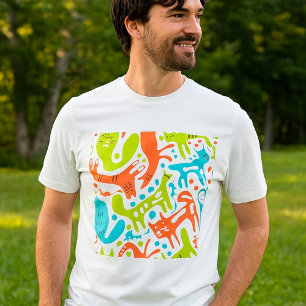 Abstract kattenpatroon grillige moderne huisdieren t-shirt