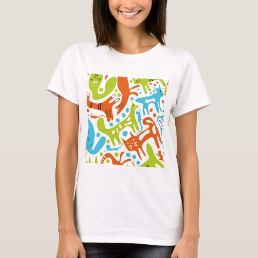 Abstract kattenpatroon grillige moderne huisdieren t-shirt (Voorkant)