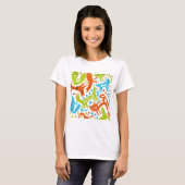 Abstract kattenpatroon grillige moderne huisdieren t-shirt (Voorkant volledig)