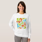 Abstract kattenpatroon grillige moderne huisdieren t-shirt (Voorkant volledig)