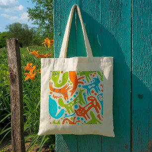 Abstract kattenpatroon grillige moderne huisdieren tote bag