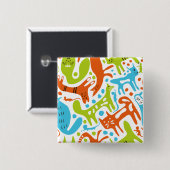 Abstract kattenpatroon grillige moderne huisdieren vierkante button 5,1 cm (Voorkant /achterkant)