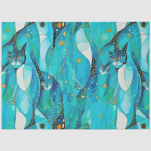 Abstract kattenweefselpapier tissuepapier (Voorkant)