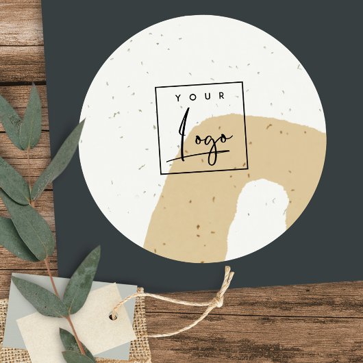 Abstract Keramiek Oker Geel Gespetterde Vorm Logo Ronde Sticker