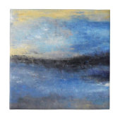 Abstract keramisch beestje met blauw geel strand tegeltje (Voorkant)