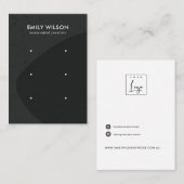 ABSTRACT KERAMISCH GRIJS ZWART 3 STUD OORBEL DISPL VISITEKAARTJE (Voorkant / Achterkant)