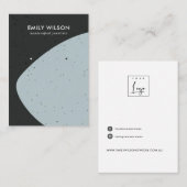 ABSTRACT KERAMISCH ZWART GRIJS STUD OORBEL DISPLAY VISITEKAARTJE (Voorkant / Achterkant)