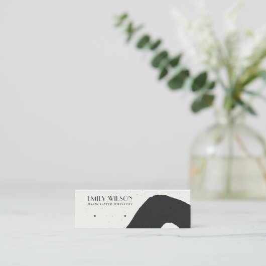 ABSTRACT KERAMISCH ZWART WIT STUD OORBEL DISPLAY MINI VISITEKAARTJE (Staand voorkant)
