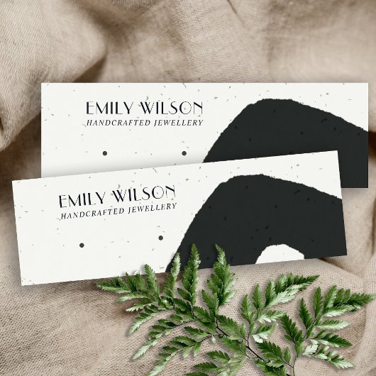 ABSTRACT KERAMISCH ZWART WIT STUD OORBEL DISPLAY MINI VISITEKAARTJE