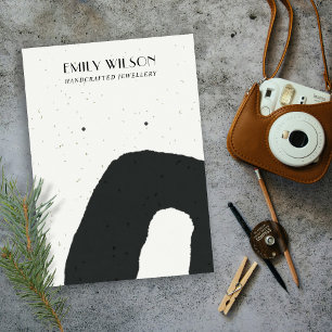 ABSTRACT KERAMISCH ZWART WIT STUD OORBEL DISPLAY VISITEKAARTJE