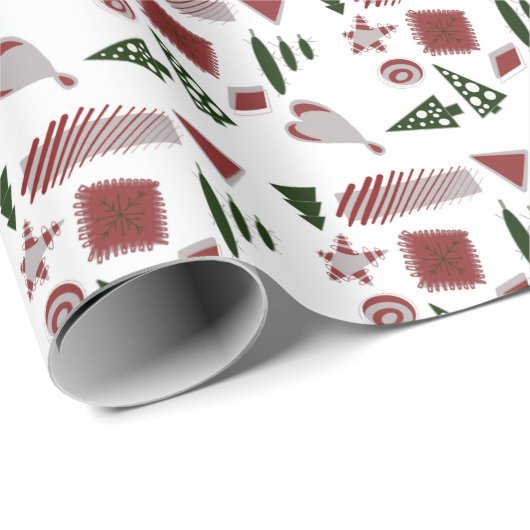 Abstract, Kerst design in rood, & groen Cadeaupapier (Rol Hoek)