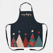 Abstract kerstboombos met kerstbomen schort (Voorkant)