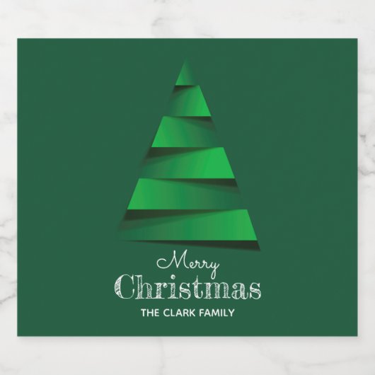 Abstract kerstboomfeest sparkling wijnetiket (Enkel label)