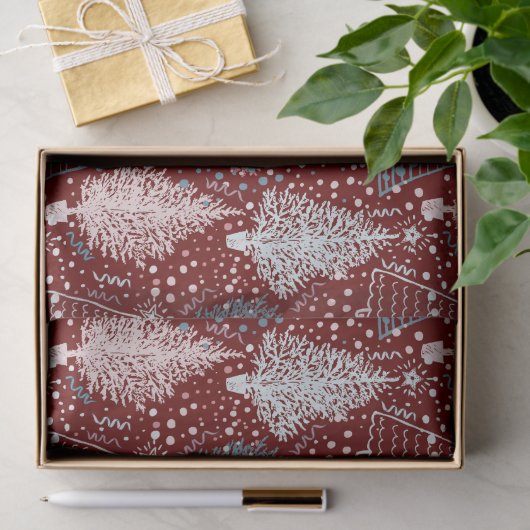 Abstract kerstboompatroon 3 tissuepapier (Geschenk)