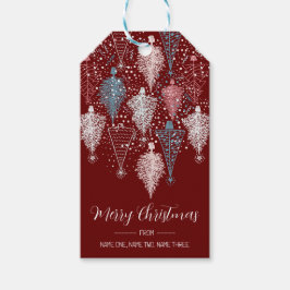 Abstract kerstboompatroon cadeaulabel