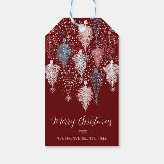 Abstract kerstboompatroon cadeaulabel (Achterkant)