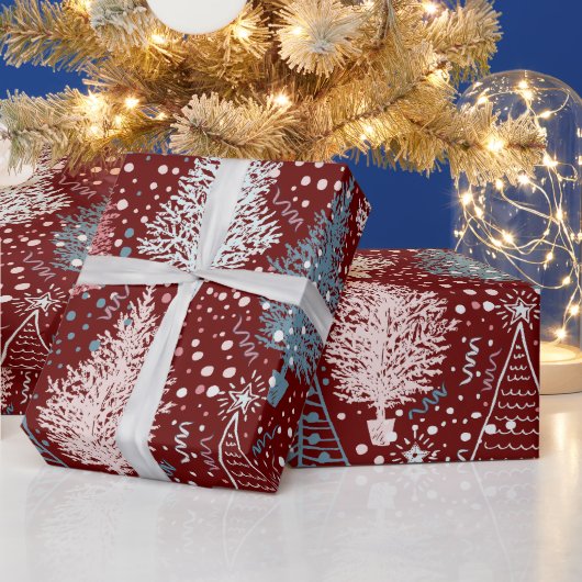 Abstract kerstboompatroon cadeaupapier (Feestdagen)