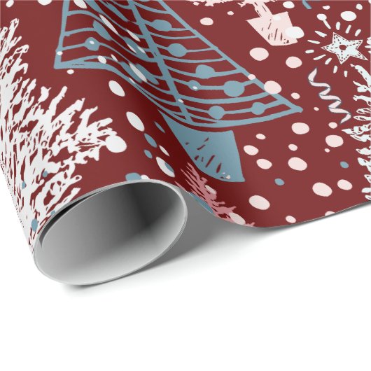 Abstract kerstboompatroon cadeaupapier (Rol Hoek)