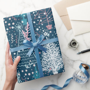 Abstract kerstboompatroon cadeaupapier