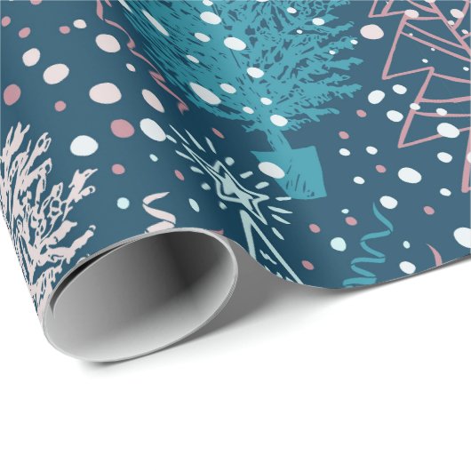 Abstract kerstboompatroon cadeaupapier (Rol Hoek)