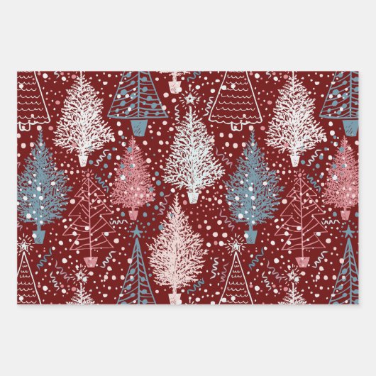 Abstract kerstboompatroon inpakpapier vel (Voorkant)