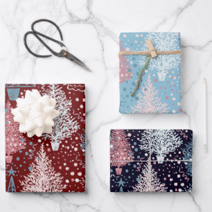 Abstract kerstboompatroon inpakpapier vel