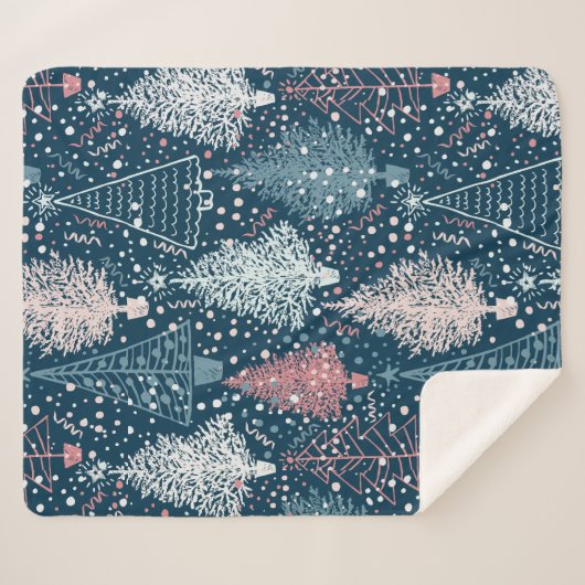 Abstract kerstboompatroon sherpa deken (Voorkant (horizontaal))