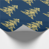 Abstract kerstboompatroon van Navy en Gold Cadeaupapier (Hoek)