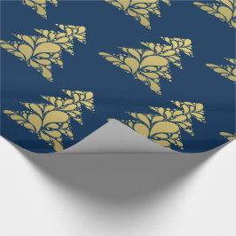Abstract kerstboompatroon van Navy en Gold Cadeaupapier