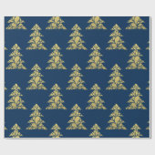 Abstract kerstboompatroon van Navy en Gold Cadeaupapier (Vlak)