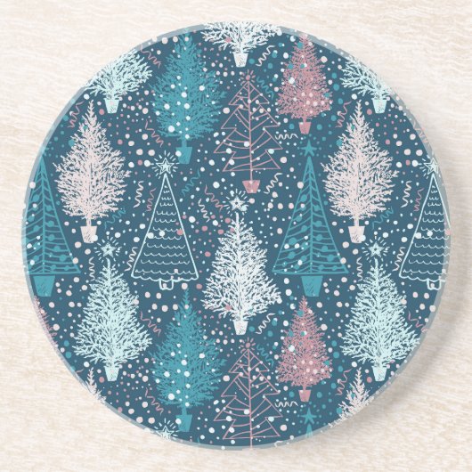 Abstract kerstboompatroon zandsteen onderzetter (Voorkant)