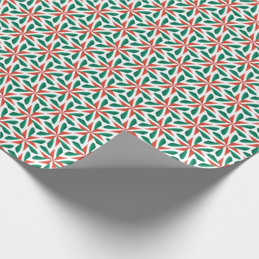 Abstract kerstfeest: rood & groen design cadeaupapier (Hoek)