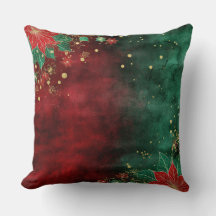 Abstract kerstkussen – Modern rood en groen