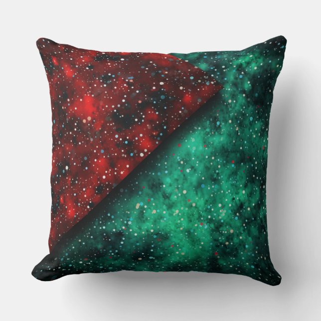 Abstract kerstkussen – Modern rood en groen Kussen (Voorkant)